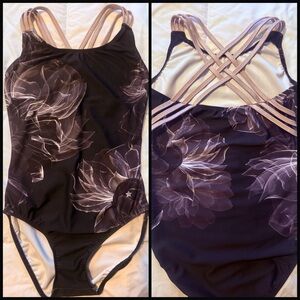 Destira gymnastics leotard AXS Floral Black and Pink